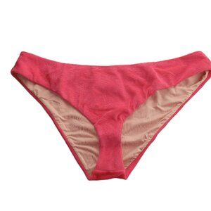 J. Crew Women's Curved Waist Cheeky Bikini Bottom Size 3X Coral Pink Terry Swim